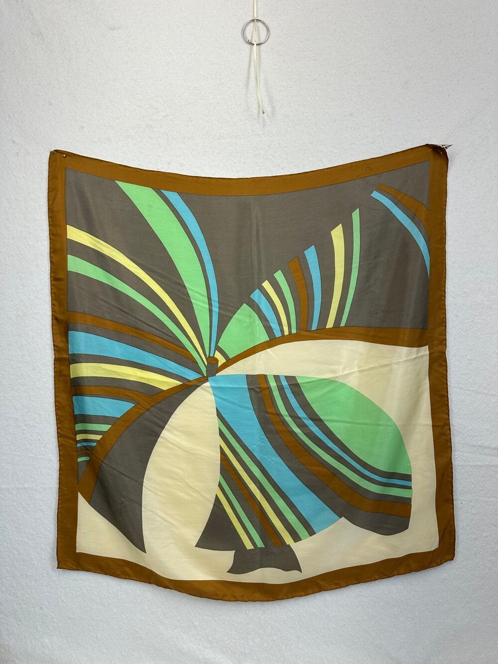 Double Peach Large Square 100% Pure Silk Scarf 30" Square Vintage